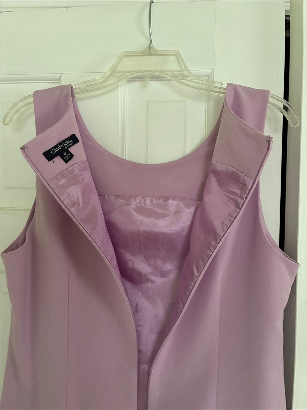 Vintage Chadwicks Classic Sleeveless Shift Dress - Lavender Size 12 - Picture 6 of 10
